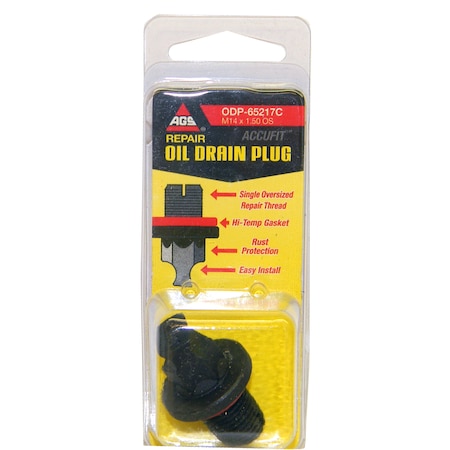 Ags Accutfit Oil Drain Repair Plug 1/2" Oversize, 1 per Card ODP-65217C